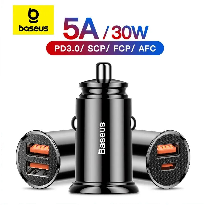 30W USB Car Charger – Fast Charging Adapter with USB PD & Quick Charge Support