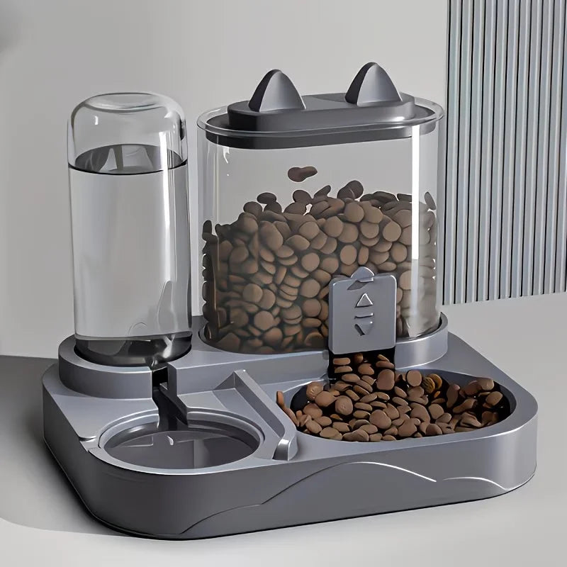 2-in-1 Large Pet Feeder & Water Dispenser – Dry/Wet Food Separation for Cats & Dogs