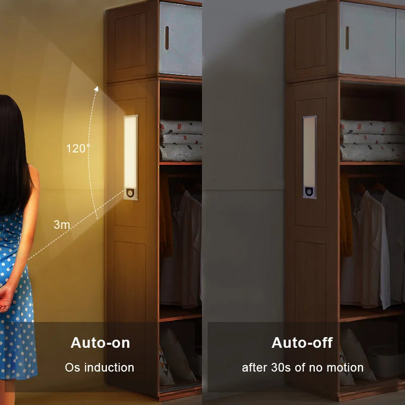 Ultra-Thin Rechargeable Motion Sensor LED Cabinet Light – 3-Color Dimmable Lamp