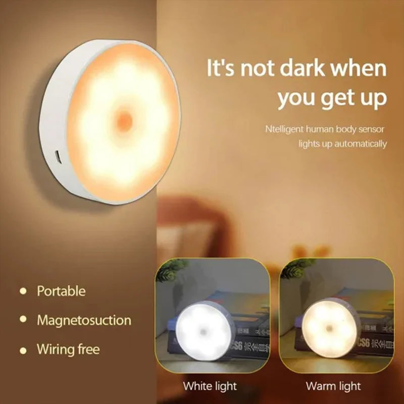 PIR Motion Sensor LED Night Light – USB Rechargeable Wireless Cabinet & Closet Lamp
