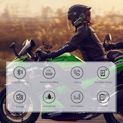 Bluetooth 5.3 Motorcycle Helmet Headset – Wireless Hands-Free Communication & Music Speaker