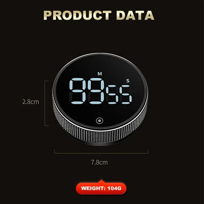 DINRGO Magnetic Kitchen Timer – Digital Rotary Countdown Timer for Cooking, Baking & Everyday Tasks