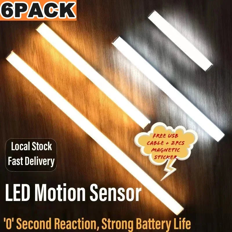 PIR Motion Sensor LED Under Cabinet Lamp – Dimmable Rechargeable Night Light