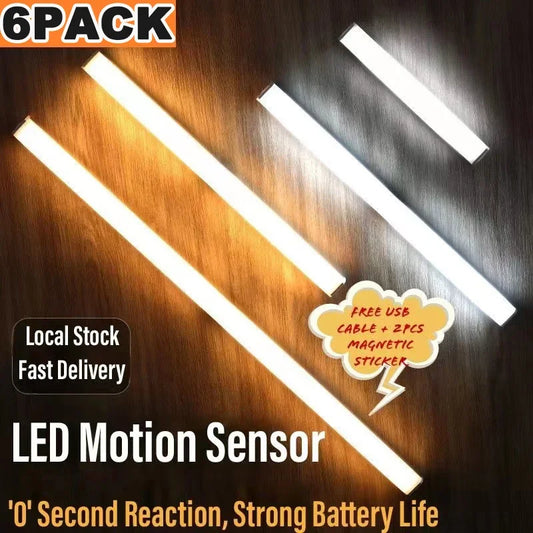 PIR Motion Sensor LED Under Cabinet Lamp – Dimmable Rechargeable Night Light