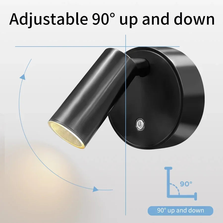 Rechargeable Magnetic LED Wall Lamp – Touch-Controlled 360° Rotating Reading Light