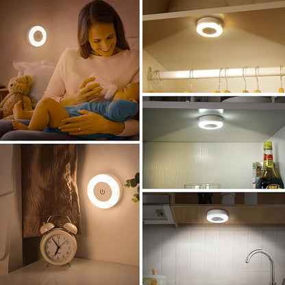 Rechargeable Touch Sensor LED Night Light – 3-Color Dimmable Magnetic Lamp