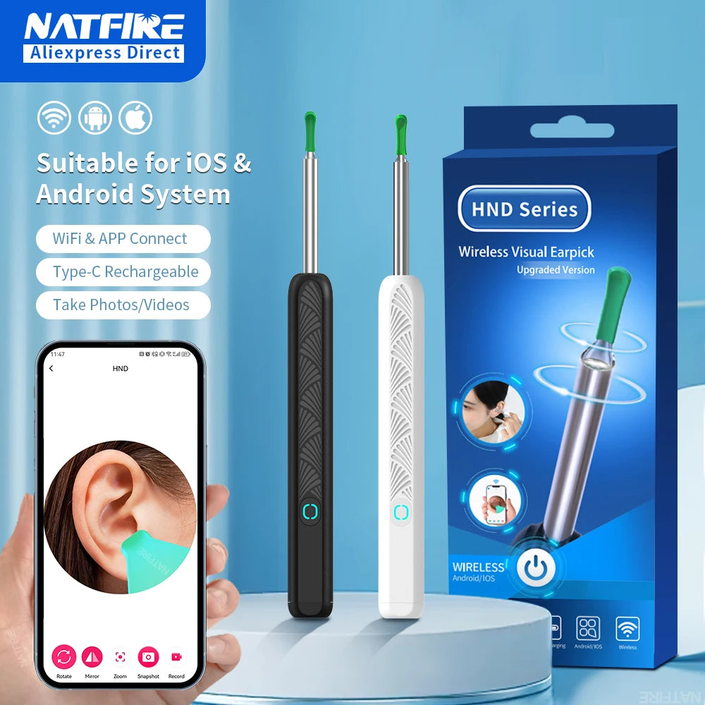Wireless Ear Wax Cleaner with HD Camera – LED Otoscope & Ear Cleaning Tool