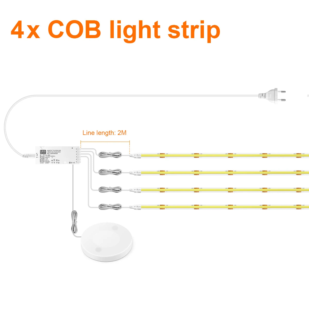 Dimmable LED Cabinet Light – COB Strip with Touch & Motion Sensor Switch