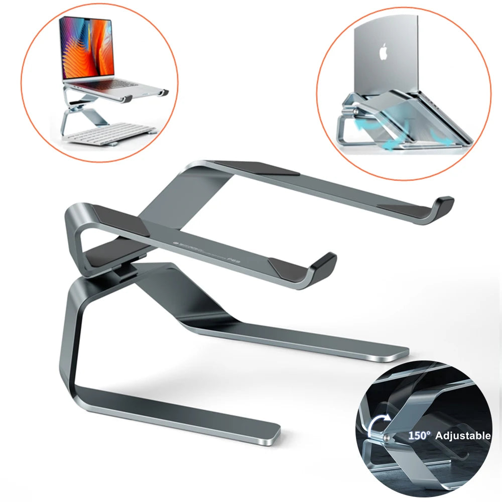 Everyday Tech Adjustable Aluminum Laptop & Tablet Stand – Foldable Portable Holder for Up to 17.3" Laptops