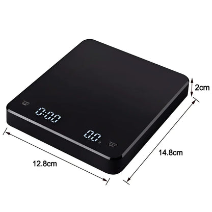 Digital Coffee Scale with Timer – LED Display, Silicone Pad & USB Charging