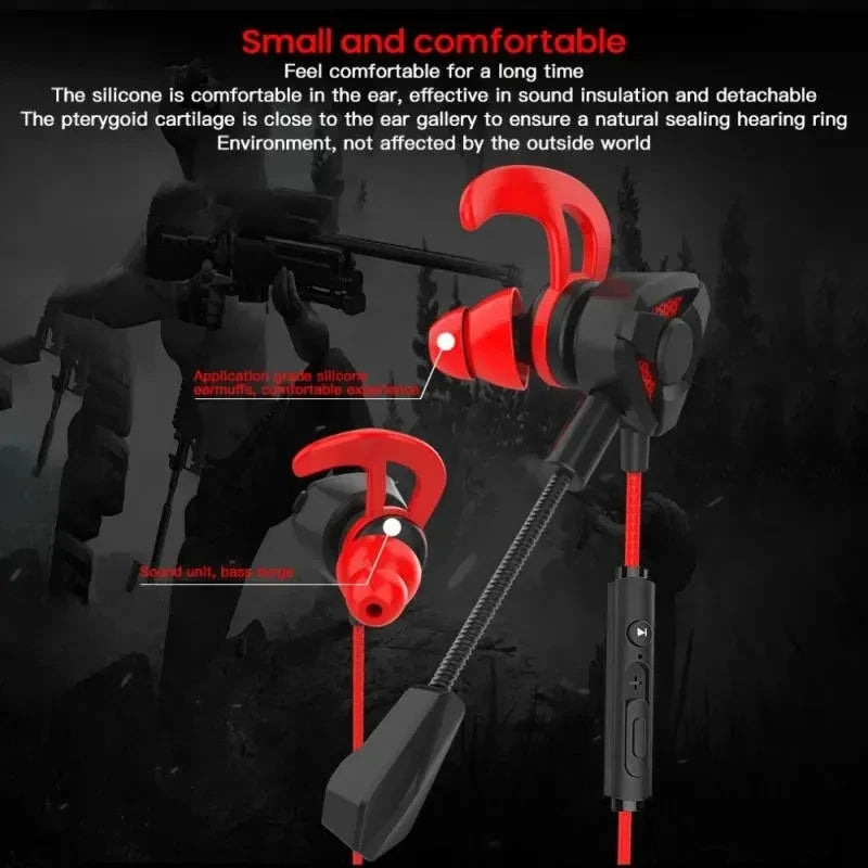 Wired Gaming Earbuds – In-Ear Headset with Microphone & Volume Control
