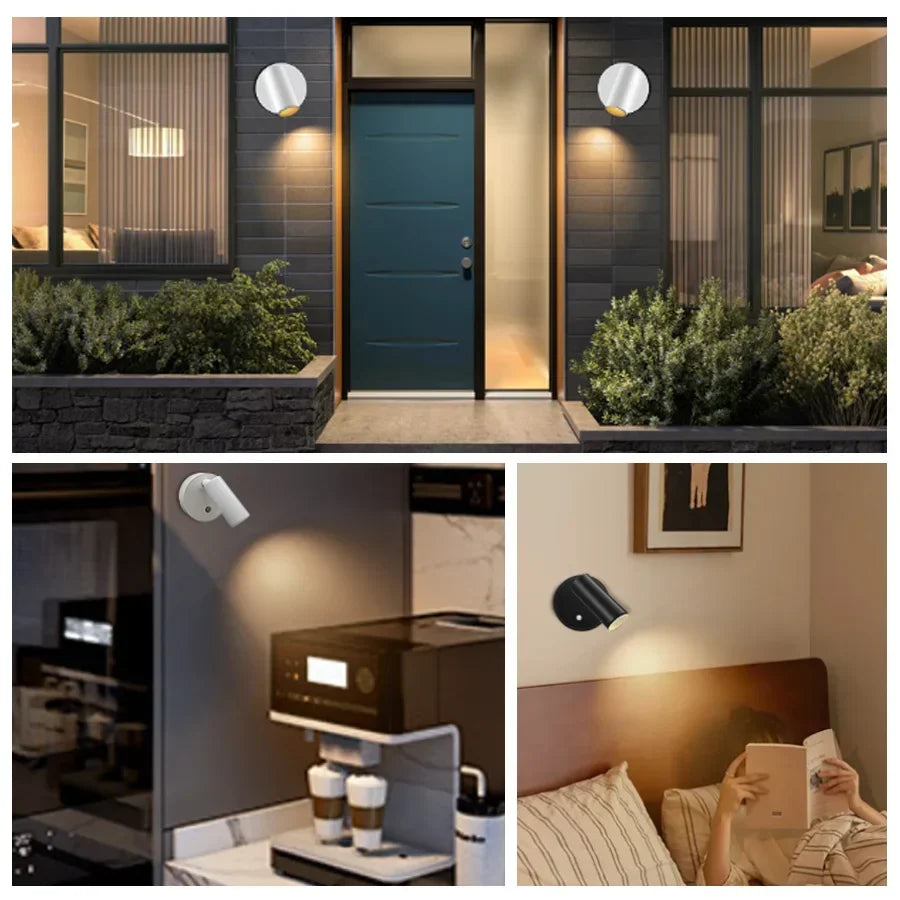 Rechargeable Magnetic LED Wall Lamp – Touch-Controlled 360° Rotating Reading Light