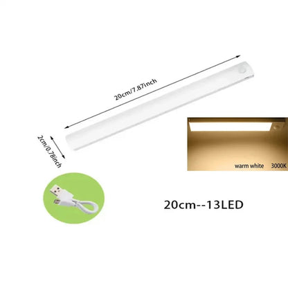 PIR Motion Sensor LED Under Cabinet Lamp – Dimmable Rechargeable Night Light