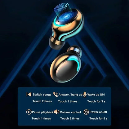 TWS Wireless Bluetooth Earbuds – Active Noise Cancelling Headphones with LED Display & Microphone