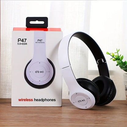 P47 Bluetooth 5.0 Wireless Headphones – Foldable Hi-Fi Stereo Headset with Microphone