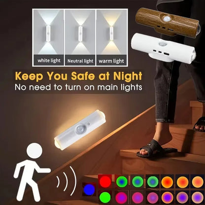 RGB Gradient Motion Sensor Night Light – Rechargeable Magnetic Wall Lamp