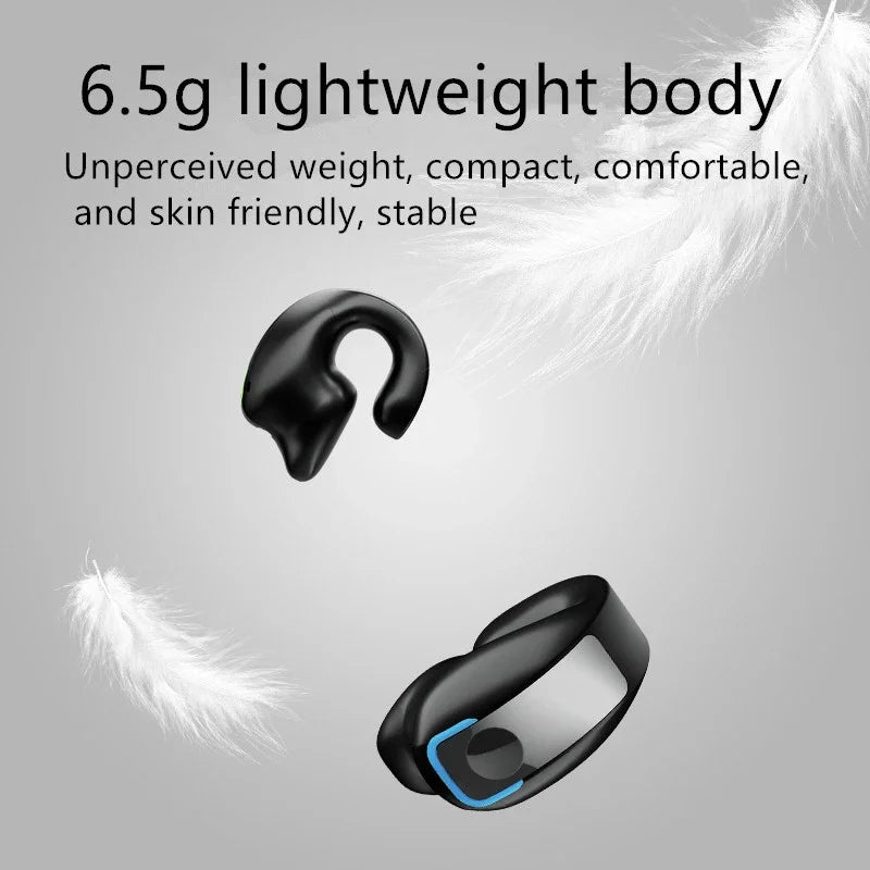 Clip-On Bone Conduction Wireless Headphones – Bluetooth TWS Sports Earphones with Microphone