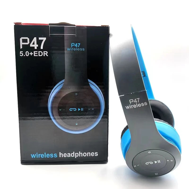 P47 Bluetooth 5.0 Wireless Headphones – Foldable Hi-Fi Stereo Headset with Microphone