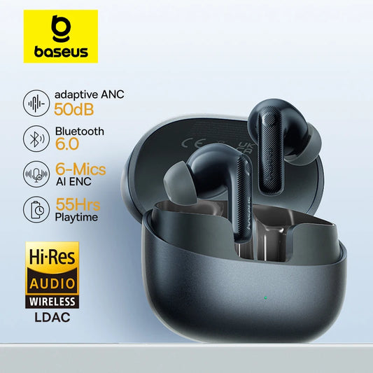 Baseus EP10 Pro ANC Earbuds – Bluetooth 6.0 Wireless Earphones with 50dB Adaptive ANC & LDAC