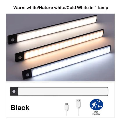 Ultra-Thin Rechargeable Motion Sensor LED Cabinet Light – 3-Color Dimmable Lamp