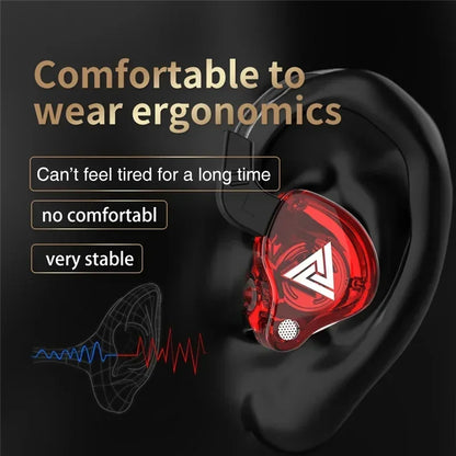 QKZ AK6 Wired Earphones – In-Ear Stereo Headphones with Dynamic Drivers & Microphone