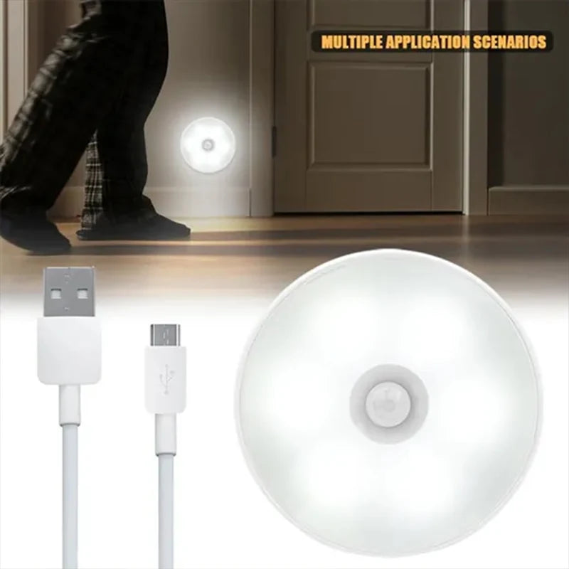 PIR Motion Sensor LED Night Light – USB Rechargeable Wireless Cabinet & Closet Lamp