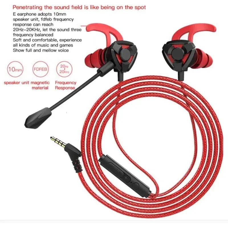 Wired Gaming Earbuds – In-Ear Headset with Microphone & Volume Control