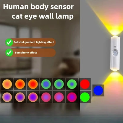 Double-Head RGB Motion Sensor LED Night Light – Rechargeable Magnetic Wall Lamp