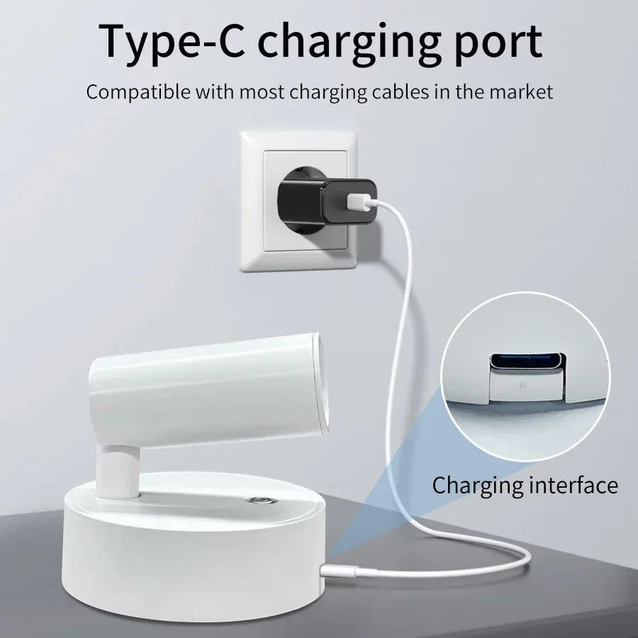 Rechargeable Magnetic LED Wall Lamp – Touch-Controlled 360° Rotating Reading Light