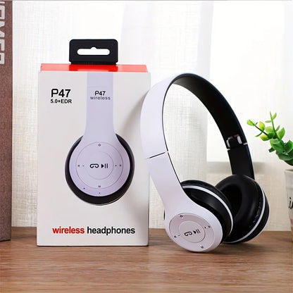 P47 Bluetooth 5.0 Wireless Headphones – Foldable Hi-Fi Stereo Headset with Microphone