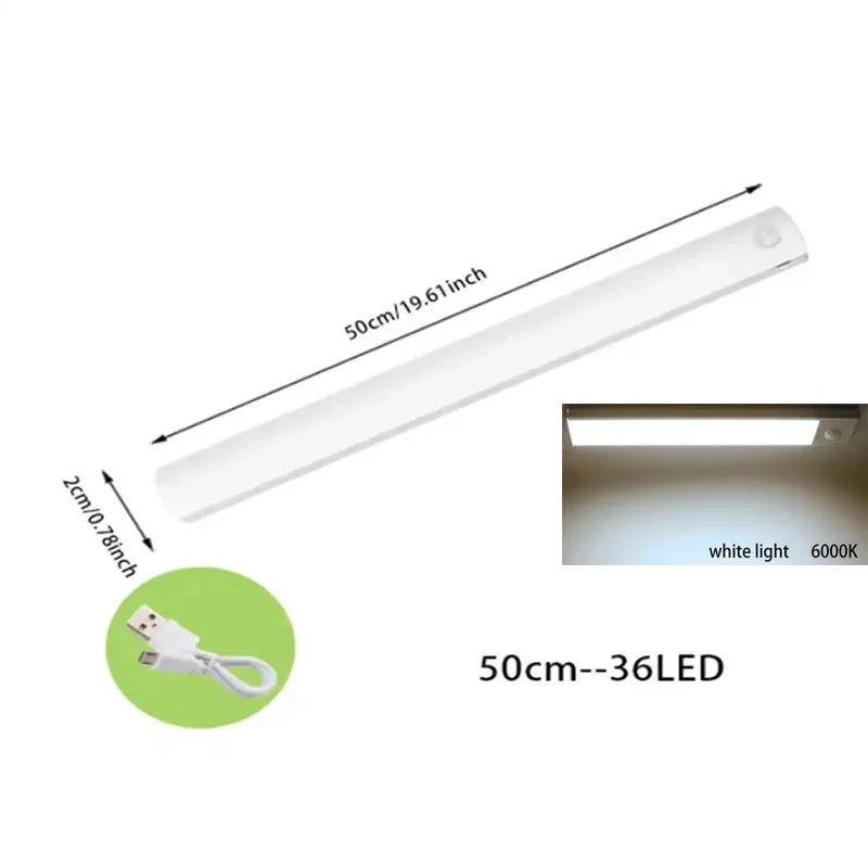 PIR Motion Sensor LED Under Cabinet Lamp – Dimmable Rechargeable Night Light