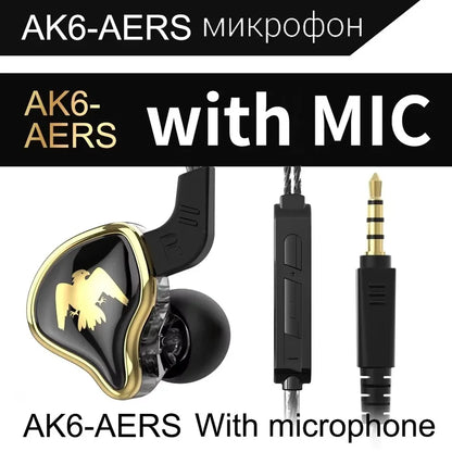 QKZ AK6 Wired Earphones – In-Ear Stereo Headphones with Dynamic Drivers & Microphone