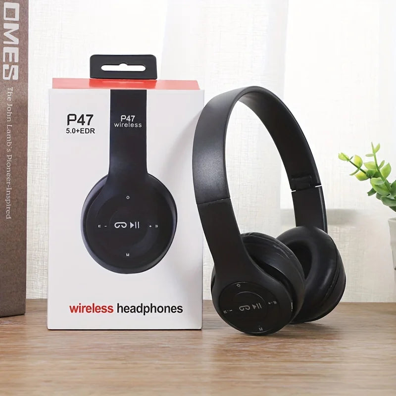 P47 Bluetooth 5.0 Wireless Headphones – Foldable Hi-Fi Stereo Headset with Microphone