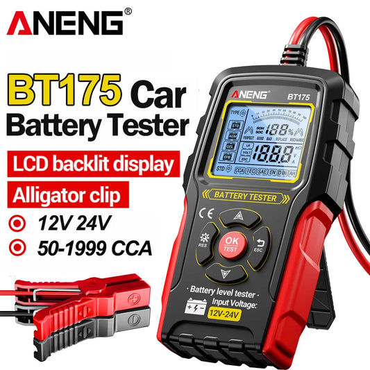 ANENG BT175 Digital Car Battery Tester – 50–1999 CCA Analyzer for 12V & 24V Systems
