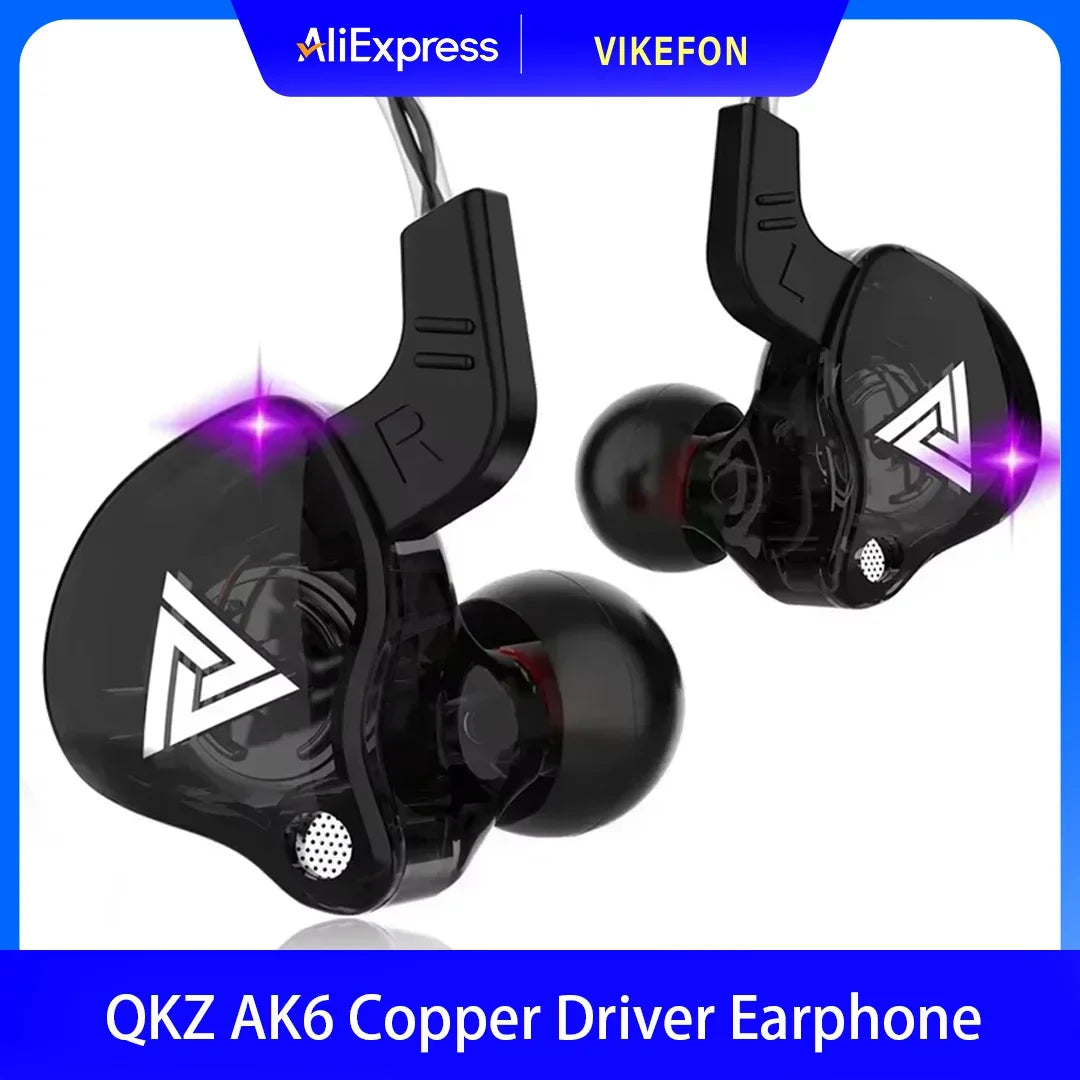 QKZ AK6 Wired Earphones – In-Ear Stereo Headphones with Dynamic Drivers & Microphone