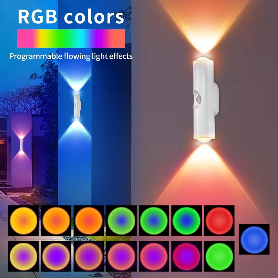 Double-Head RGB Motion Sensor LED Night Light – Rechargeable Magnetic Wall Lamp