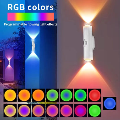 Double-Head RGB Motion Sensor LED Night Light – Rechargeable Magnetic Wall Lamp
