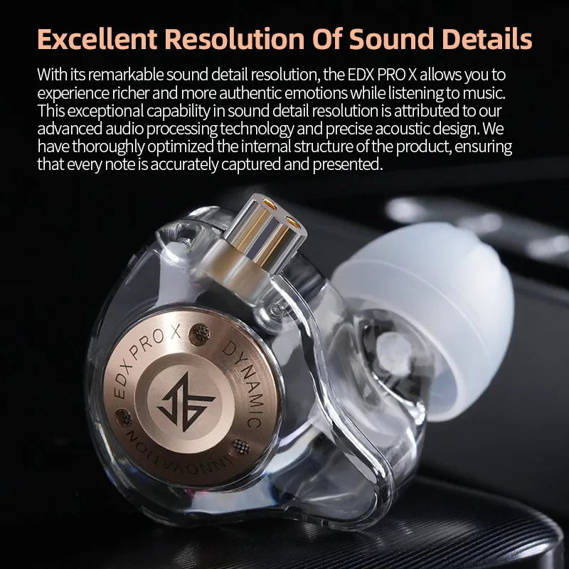 KZ EDX PRO X IEM Earphones – Wired HiFi In-Ear Monitors with 10mm Dynamic Driver & Microphone