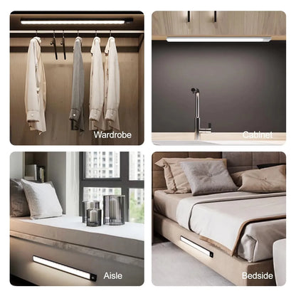 Ultra-Thin Rechargeable Motion Sensor LED Cabinet Light – 3-Color Dimmable Lamp