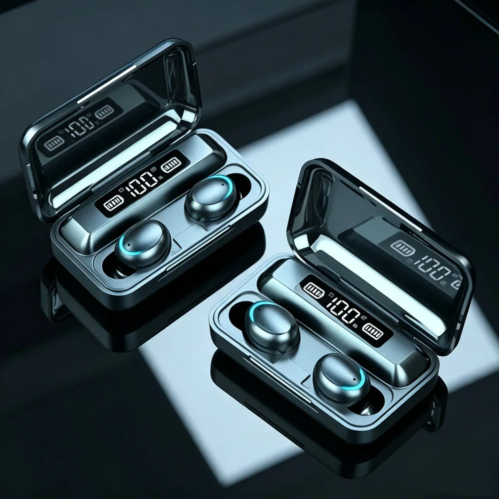 TWS Wireless Bluetooth Earbuds – Active Noise Cancelling Headphones with LED Display & Microphone