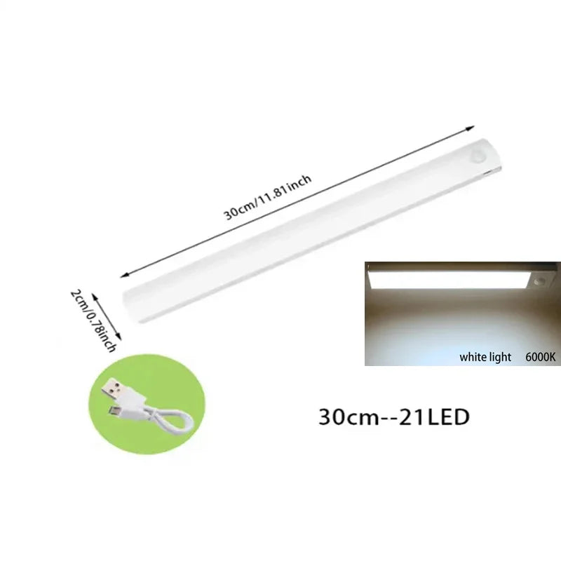 PIR Motion Sensor LED Under Cabinet Lamp – Dimmable Rechargeable Night Light