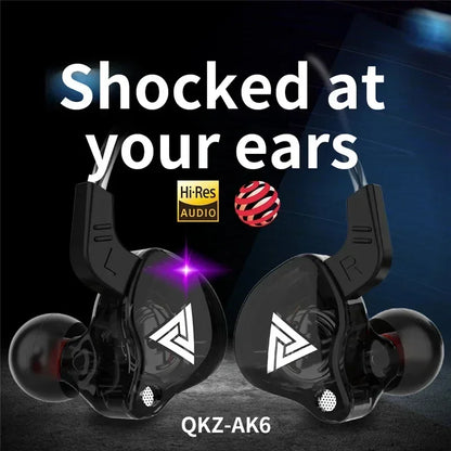 QKZ AK6 Wired Earphones – In-Ear Stereo Headphones with Dynamic Drivers & Microphone