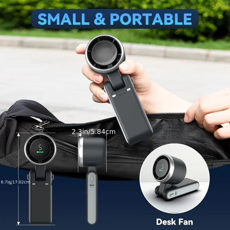 3-in-1 Rechargeable Mini Fan – 5-Speed Portable Travel Fan with 3600mAh Battery & USB Charging
