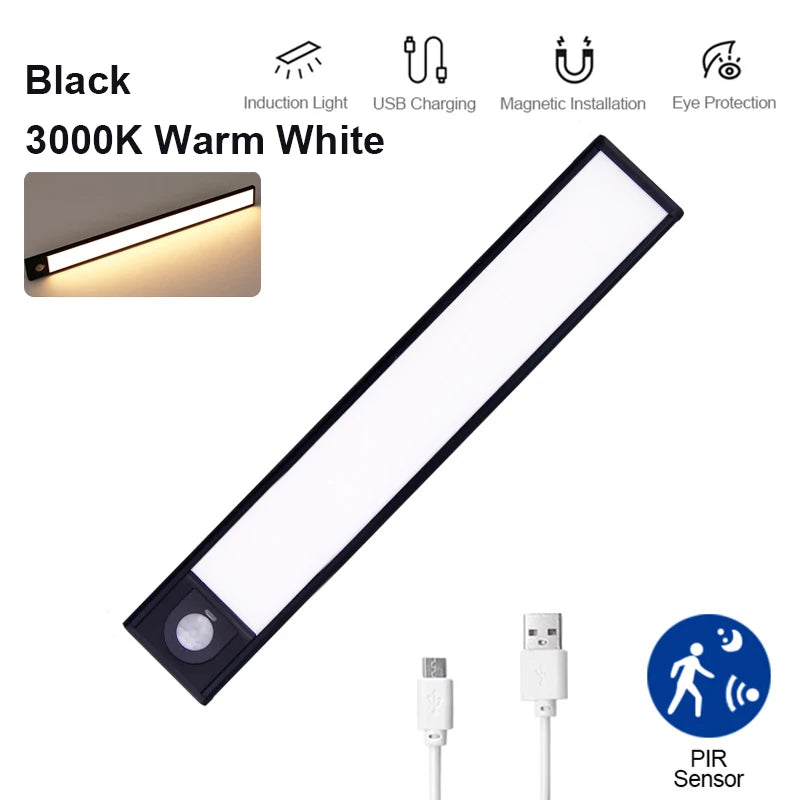 Ultra-Thin Rechargeable Motion Sensor LED Cabinet Light – 3-Color Dimmable Lamp