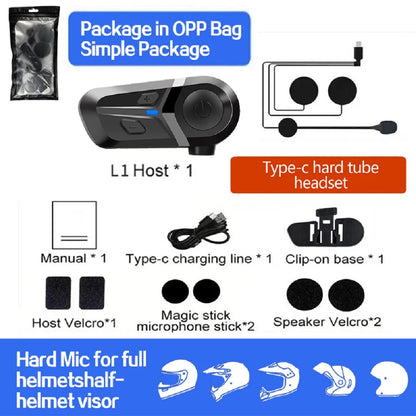 Bluetooth 5.3 Motorcycle Helmet Headset – Wireless Hands-Free Communication & Music Speaker