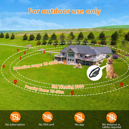 GPS Wireless Dog Fence System – Satellite Pet Containment with Adjustable 15–2000m Range