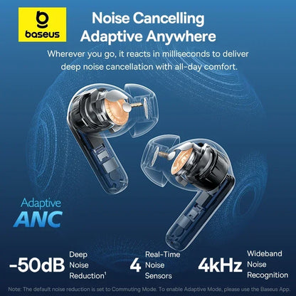 Baseus EP10 Pro ANC Earbuds – Bluetooth 6.0 Wireless Earphones with 50dB Adaptive ANC & LDAC
